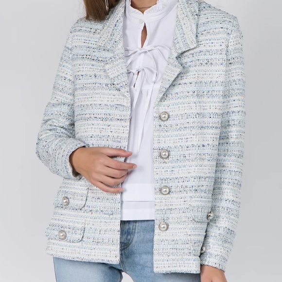 Tweed Pearl Button Blazer - Picture 4 of 6